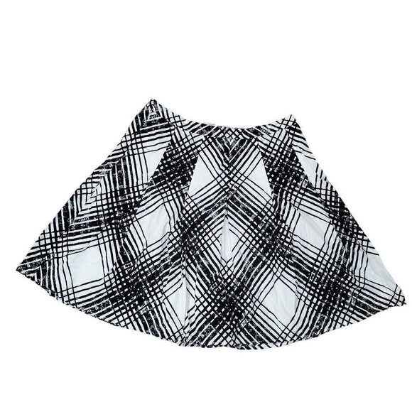 Talbots Petites Office Siren Courtcore Pleated A-Line Mini Skirt Black White - Picture 2 of 9